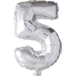 Folieballon, sølv, 5-tal