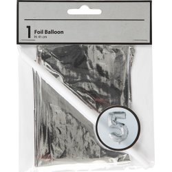 Folieballon, sølv, 5-tal