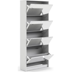 BudgetLine Skoskab m. 4 klaplåger og spejl, hvid