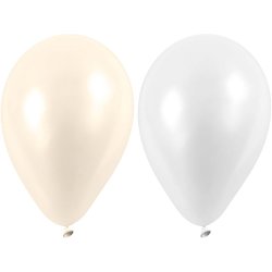 Balloner, hvid/perlemor, 10 stk
