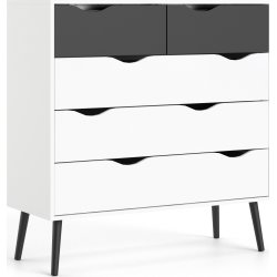 BudgetLine Kommode m. 5 skuffer, hvid/sort