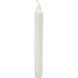 Kronelys i ren stearin, 2,3 x 20 cm, hvid, 30 stk