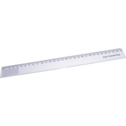 Linjal, glasklar plast, 30 cm