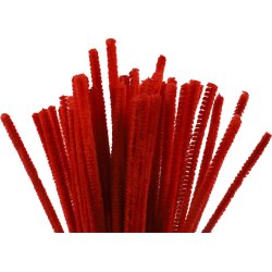 Chenille Piberensere 6 mm, rød, 50 stk