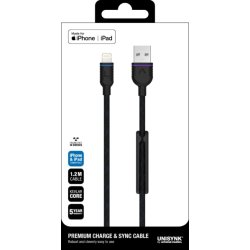 UNISYNK premium lightning til USB kabel, 1.2m