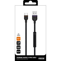 UNISYNK premium Type-C til USB kabel, 1.2m, sort