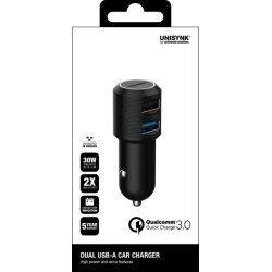 Billaddare UNISYNK 2x USB QC3+2,4A