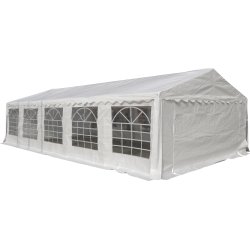 Lyxigt partytält 5x10 m, 56 personer, PVC, vit