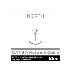 NORTH UTP Cat6A netværkskabel uden stik, 25m, hvid