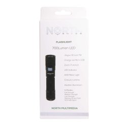 Ficklampa NORTH Aluminium Zoom 700 Lumen Svart