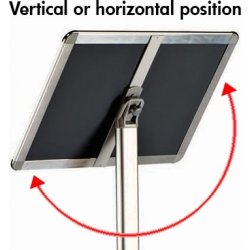 Skylthållare på stativ, Clip-on-ram, A3, aluminium