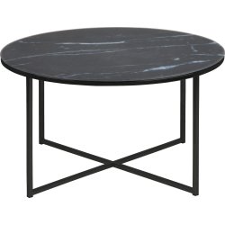 Alisma sofabord, Metal/Glas, Rundt, Sort