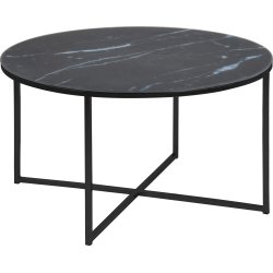 Alisma sofabord, Metal/Glas, Rundt, Sort