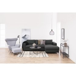 Alisma sofabord, Metal/Glas, Rundt, Sort