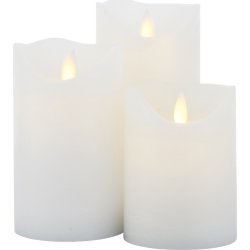 Sara LED-vaxljus | H10/12,5/15 cm | Vit | 3 st.