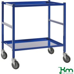 Rullvagn, 2 hyllor, 670x415x760 mm, 150 kg, blå