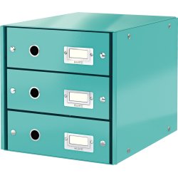 Leitz Click & Store förvaringsbox | 3 fack | Isblå
