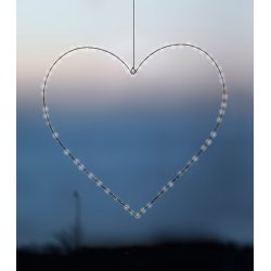 Hjärta med LED, Ø40 cm, Svart/Varm Vit