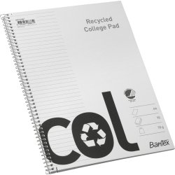 Kollegieblock Bantex Recycled Col A4+ Linjerat