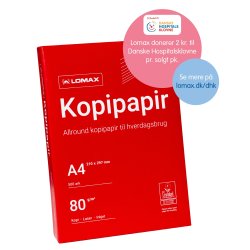 Lomax kopipapir/printerpapir A4/80g/500 ark