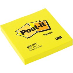 Post-it memoblok 76 x 76mm, neongul