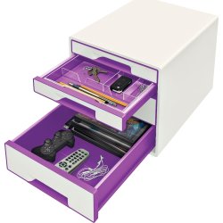 Leitz Wow Cube förvaringsbox, 4 lådor, lila