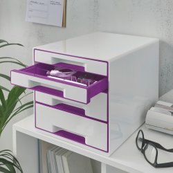 Leitz Wow Cube förvaringsbox, 4 lådor, lila