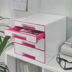 Leitz Wow Cube förvaringsbox, 4 lådor, rosa