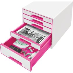 Leitz Wow Cube förvaringsbox, 5 lådor, rosa