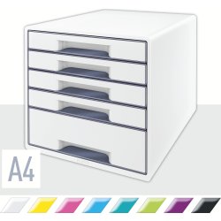 Leitz Wow Cube förvaringsbox, 5 lådor, vit/grå