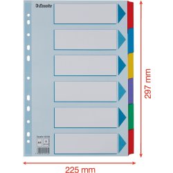Esselte Mylar faneblade A4, 6 faner