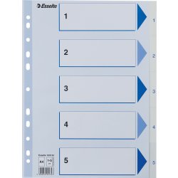 Esselte register A4, 1-5, PP, hvid