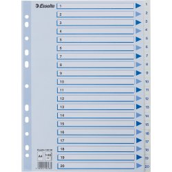 Esselte register A4, 1-20, plast, hvid