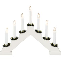 Trappsteg i Trä med 7 ljus och pynt, vit