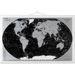 NAGA laminerad världskarta 95x62 cm, svart/silver