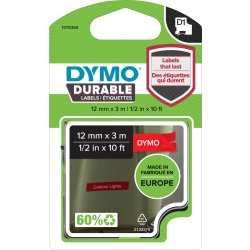 Dymo D1 Durable märktejp 12mm, vit på röd