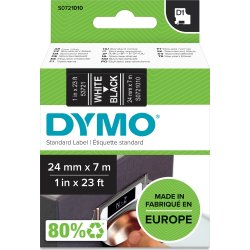 Dymo D1 märktejp 24 mm, vit på svart