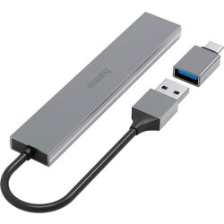 HAMA 3.2 USB-A-hubb med 4 portar & USB-C-adapter