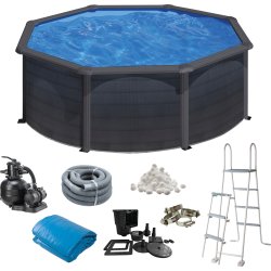 Pool Basic, Ø 350 cm x 1,32 m svart grafit