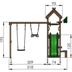 Jungle Gym Totem lektorn, gungor+röd rutschkana