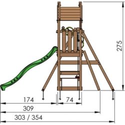 Jungle Gym Totem lektorn, gungor+röd rutschkana
