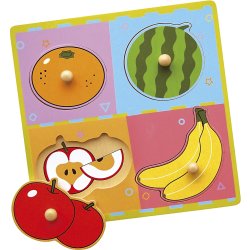 VIGA pussel med knoppar | 4 pusselbitar | Frukter