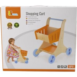 VIGA leksakskundvagn av trä | Orange och blått