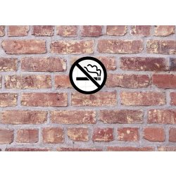 Skylt | Rökning förbjuden | Ø10 cm | Vit
