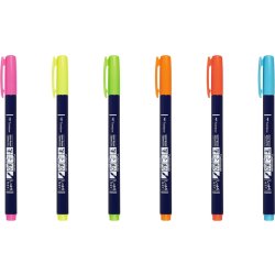 Tombow Fudenosuke penna | Hård neon | 6 st.