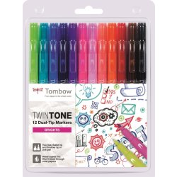 Tombow TwinTone märkpenna | Bright | 12 st.