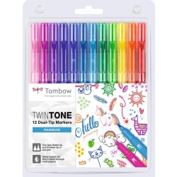 Tombow TwinTone märkpennor | Rainbow | 12 st.