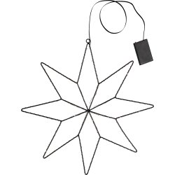 Stjärna m. 50 LED, H43 cm, svart/varmvit