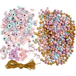 Mini DIY Kit smycken, pärlor + resår, pastell