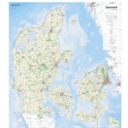 Laminerad Danmarkskarta 104x116 cm